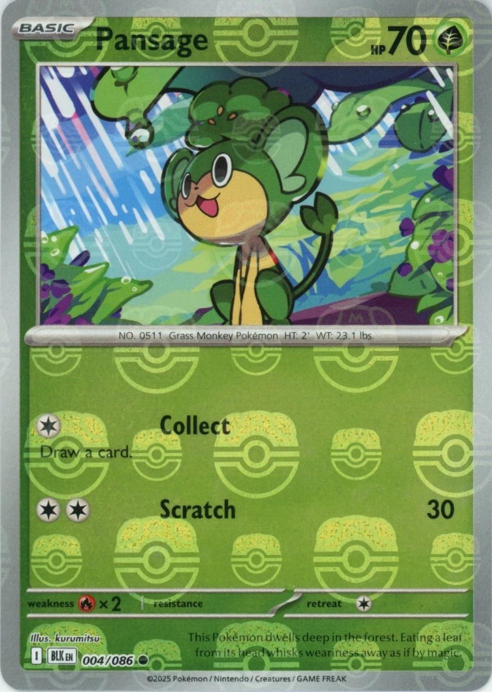 Black Bolt Pansage [Master-Ball] Pokémon card